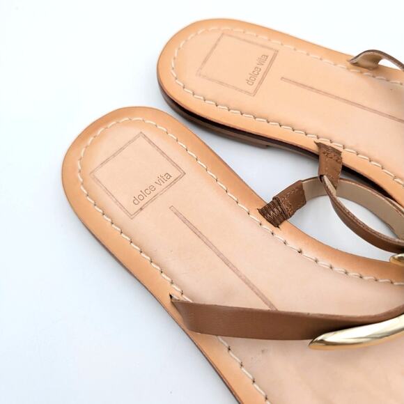 Dolce Vita Wink Toe-Ring Slide Flat Sandals Saddle Leather Size US8.5 EU39 - Picture 11 of 12